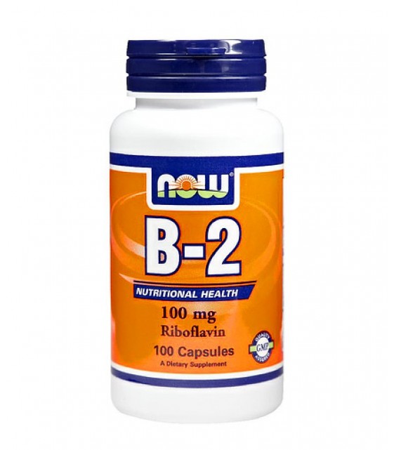 B-2 100 mg/ Витамин B-2 Pибофлавин, 100 капс. NOW