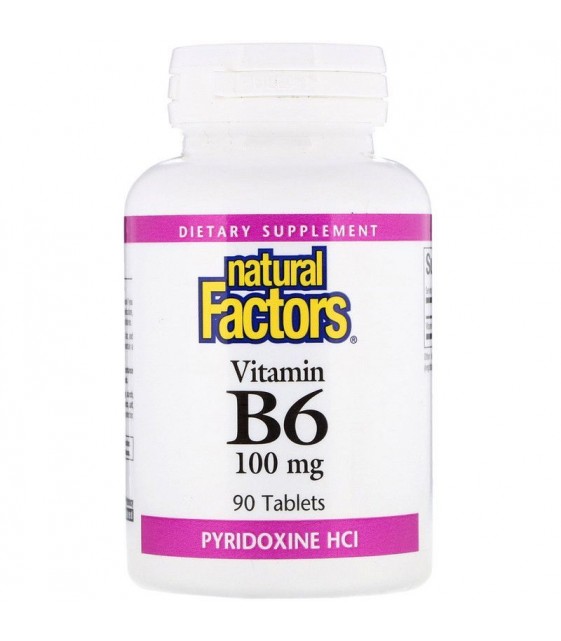Vitamin B6 / Пиридоксин Витамин В6 , 100 мг, 90 таб.,  Natural Factors