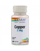 Copper 2 mg, медь 100 vegCaps, Solaray