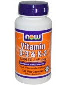Vitamin D-3/K2 1000 IU, Витамин Д-3/K-2, 120 капс NOW