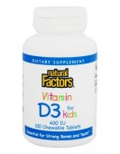 Vitamin D3 for kids 10mcg 100 chewable tablets, Natural Factors
