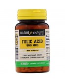 Folic Acid 800 mcg Фолиевая кислота 100 tabs., Mason natural