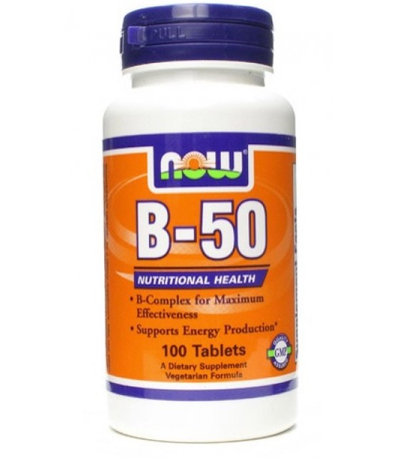 B-50 Complex, Витамины В-50 100 таб, NOW