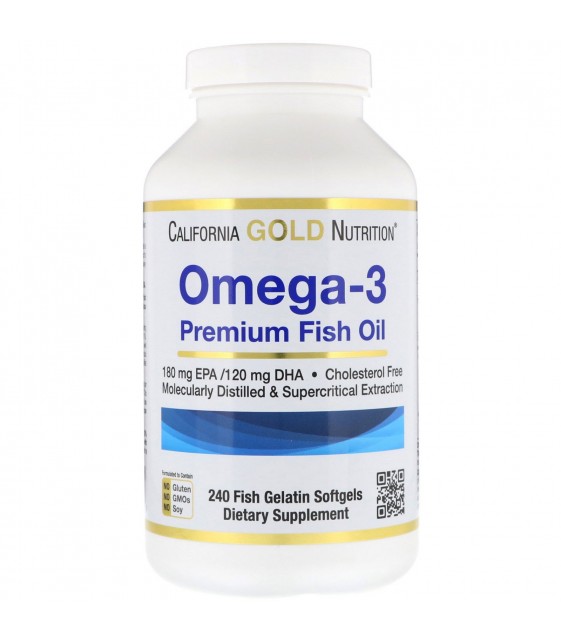 Omega-3 Premium fish oil, Омега-3, 100 softgels, California Gold Nutrition