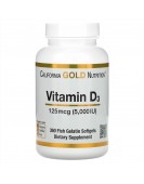 Vitamin D3, Витамин Д3 125mcg, 5000IU 360 fish gelatin softgels, California Gold Nutrition