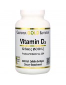 Vitamin D3, Витамин Д3 125mcg, 5000IU 90 fish gelatin softgels, California Gold Nutrition