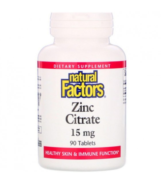 Zinc Citrate 15 mg, 90 tabs, Natural Factors